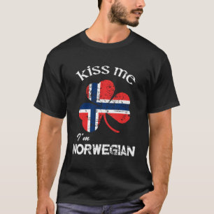 Distress Kiss Me I'M Norwegian Long Sleeve St Patr T-Shirt