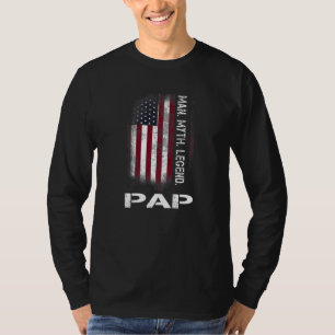 Distress Pap Man Myth Legend Grandpa Vintage Flag T-Shirt