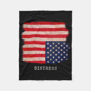 Distress Upside Down American Patriotic 4th July D Fleece Blanket