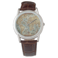 Distress Vintage antique drawn world map