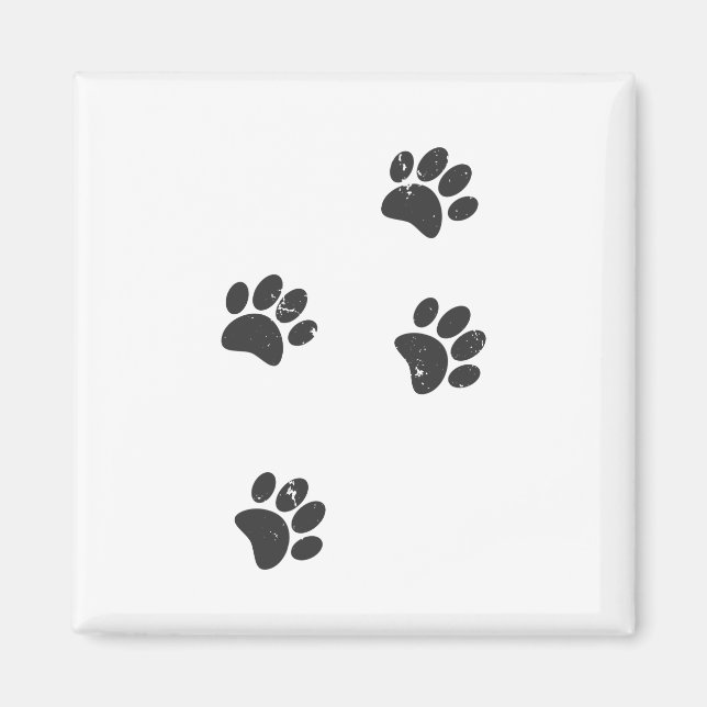 Distresse Dog Paw Tracks Magnet (Front)
