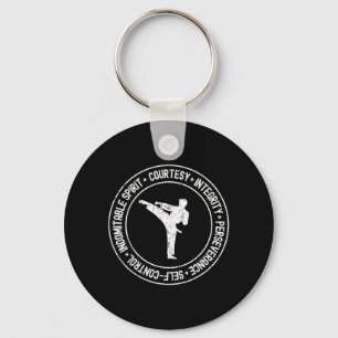 Distressed 5 Tenets of Taekwondo Taekwondo Kicking Key Ring