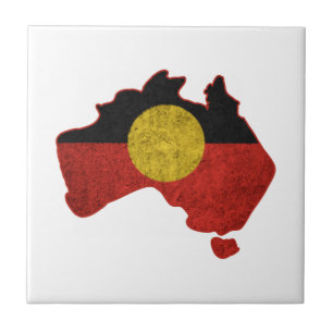 Distressed Aboriginal Flag Ceramic Tile