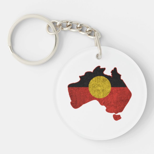 Distressed Aboriginal Flag  Key Ring (Front)