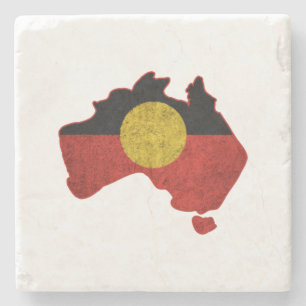 Distressed Aboriginal Flag Stone Coaster