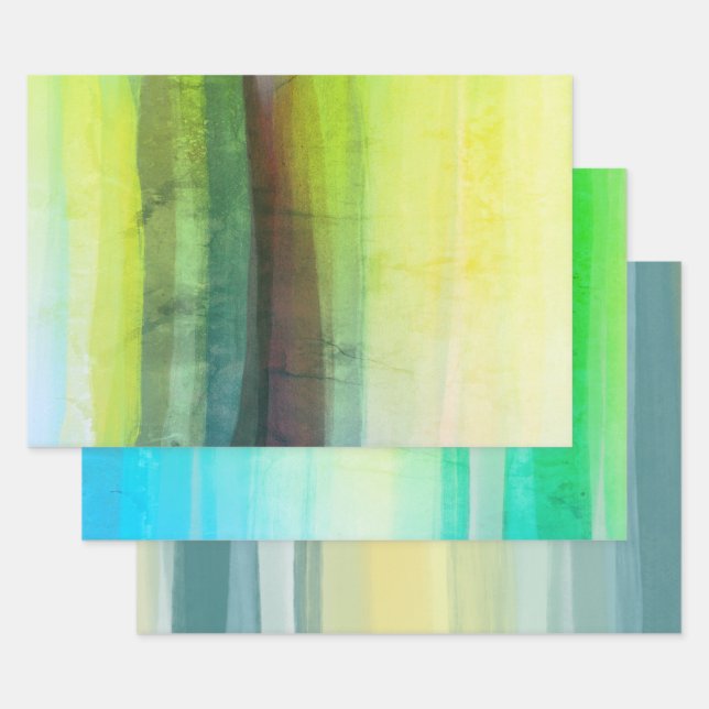 Distressed abstract painting multi-colour variety wrapping paper sheet (Set)