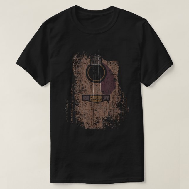 Distressed Acoustic Guitar Vintage Music Shirt (Design Front)
