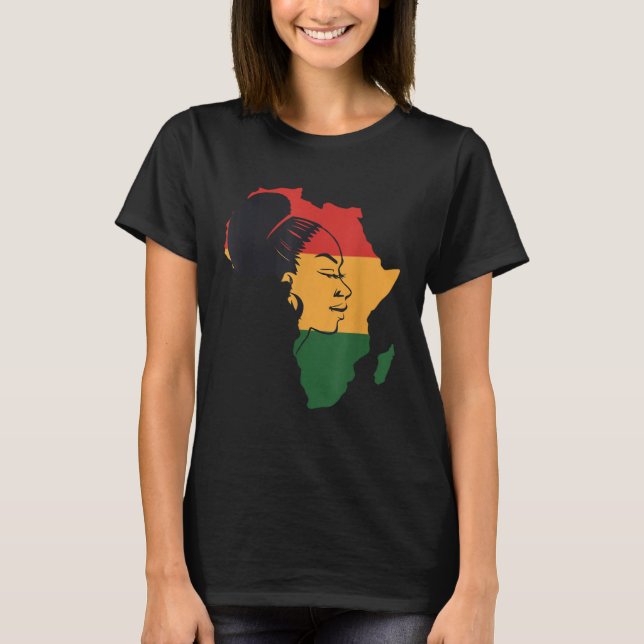 Distressed African Map With Afro Queen In Africa F T-Shirt (Front)