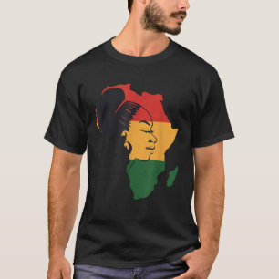 Distressed African Map With Afro Queen In Africa F T-Shirt