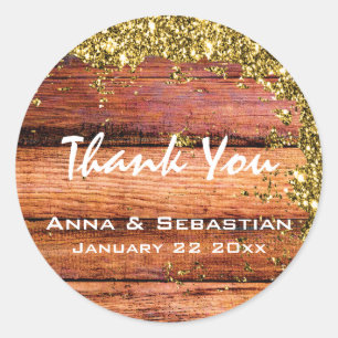 *~* Distressed Aged Wood Glitter Generic AP49 Classic Round Sticker