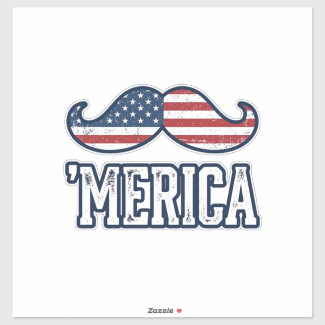 Distressed America Moustache Patriotic Vector Desi (Sheet)