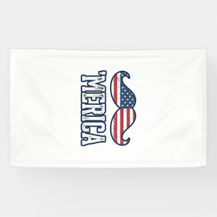 Distressed America Moustache Patriotic Vector Desi Banner