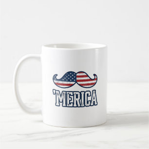 Distressed America Mustache Patriotic Vector Desig Coffee Mug