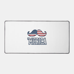 Distressed America Mustache Patriotic Vector Desig Desk Mat