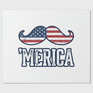 Distressed America Mustache Patriotic Vector Desig Wrapping Paper