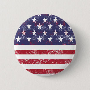 Distressed American Flag 6 Cm Round Badge