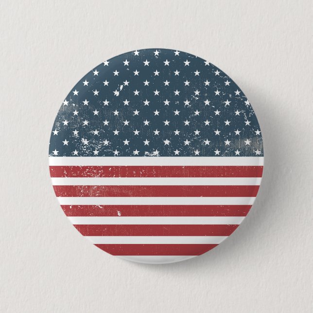 distressed american flag 6 cm round badge (Front)