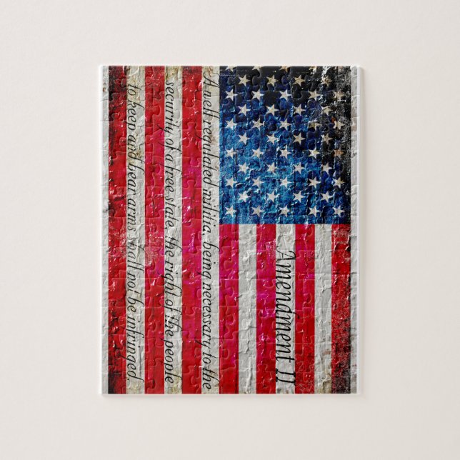 Distressed American Flag And Second Amendment Jigsaw Puzzle (Vertical)