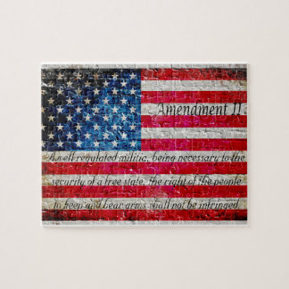 Distressed American Flag And Second Amendment Jigsaw Puzzle