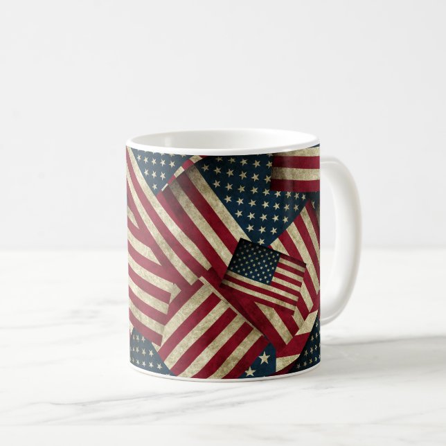 Distressed American Flag Art Coffee Mug (Front Right)