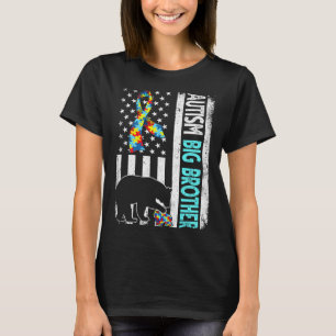 Distressed American Flag Autism Big Brother Bear A T-Shirt