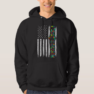 Distressed American Flag Autism Cousin Family Matc Hoodie