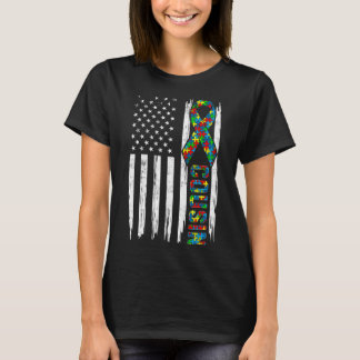 Distressed American Flag Autism Cousin Family Matc T-Shirt