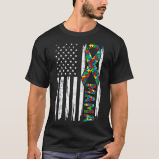 Distressed American Flag Autism Mama Family Matchi T-Shirt