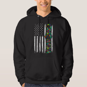 Distressed American Flag Autism Nana Family Matchi Hoodie