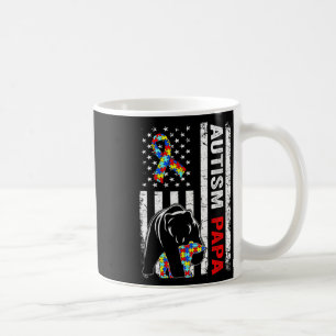 Distressed American Flag Autism Papa Bear Awarenes Coffee Mug