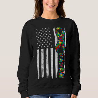 Distressed American Flag Autism Papaw Family Match Sweatshirt