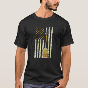 Distressed American Flag Beer Tap Humourous Drinki T-Shirt