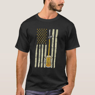 Distressed American Flag Beer Tap Humourous Drinki T-Shirt