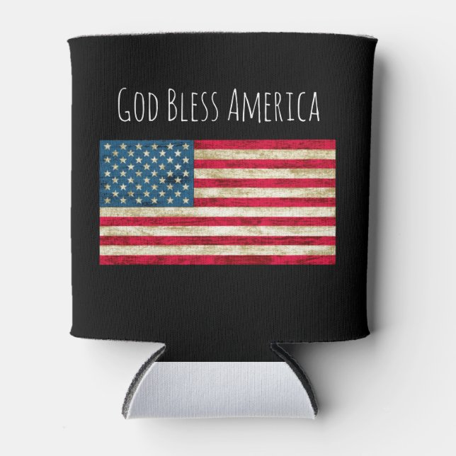 Distressed American Flag Can or Bottle Cooler (Front)
