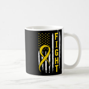 Distressed American Flag Childhood Cancer Awarenes Coffee Mug