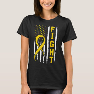 Distressed American Flag Childhood Cancer Awarenes T-Shirt