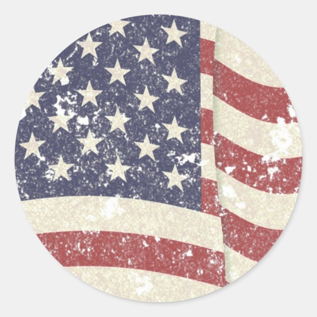 Distressed American Flag Classic Round Sticker (Front)