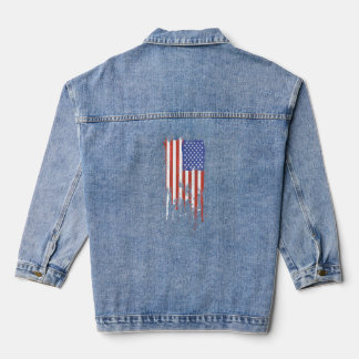 Distressed American Flag  Denim Jacket
