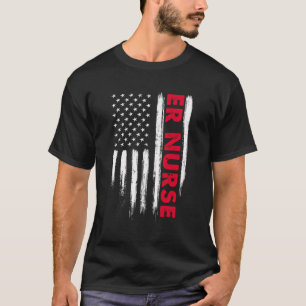 Distressed American Flag Er Nurse Stethoscope Nurs T-Shirt