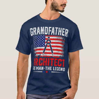 Distressed American Flag Grandfather Architect The T-Shirt