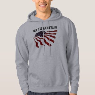 Distressed American Flag Hoodie Men with YOUR TEXT