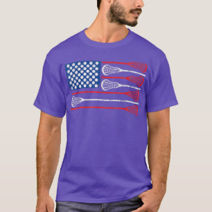 Distressed American Flag Lacrosse Patriotic 4th Of T-Shirt
