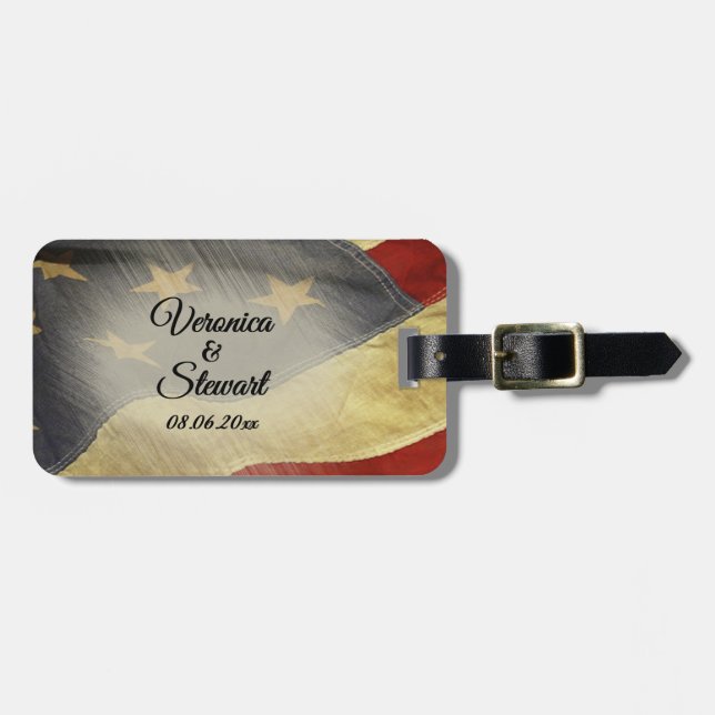 Distressed American Flag  Luggage Tag (Front Horizontal)