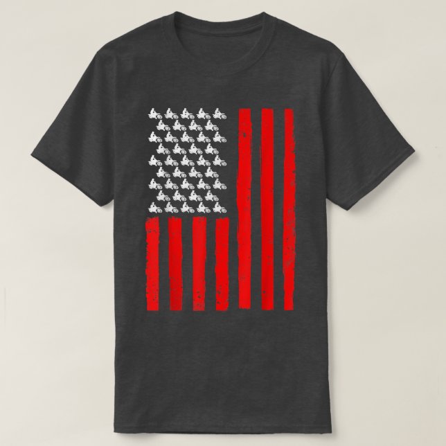 Distressed American Flag Motocross Patriotic 4th O T-Shirt (Design Front)