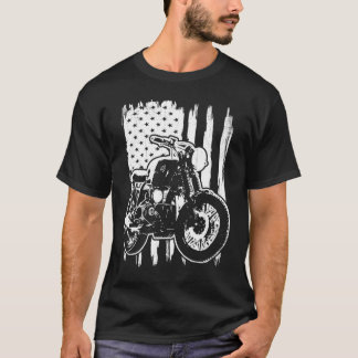 Distressed American Flag Motorcycle Rider T-Shirt