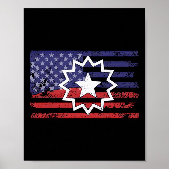 Distressed American Flag Of Juneteenth Red White B Poster (Front)