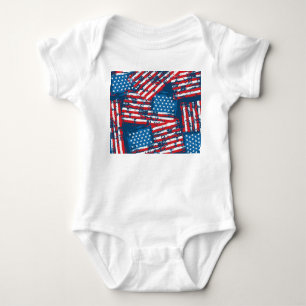 Distressed American Flag Painted Pattern Baby Bodysuit