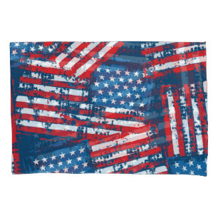 Distressed American Flag Painted Pattern Pillowcase