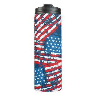 Distressed American Flag Painted Pattern Thermal Tumbler