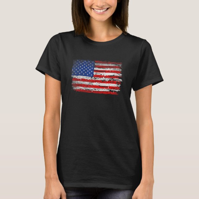 Distressed American Flag Patriotic America Us 4th  T-Shirt (Front)